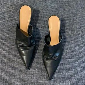 Zara Leather Mules with Cowboy Stacked Heel
